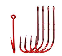 Aqxypas Hameçon à Longue Tige, Porte-appât Rouge, hameçons de pêche, appâts à vers, hameçon en Acier à Haute teneur en Carbone(Size 1,50pcs)