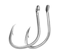 Aqxypas Hameçons de pêche au Jigging, hameçons d'assistance à la pêche en Eau salée, hameçons de pêche en mer Robustes à Pas Lent, hameçons for Gros gibier(Eye (Size1-0),50Pcs Bulk)