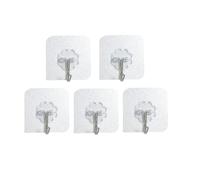AQXYWAZQ Lot de 5 Crochets adhésifs Transparents en Acier Inoxydable for clés, for Cuisine, Salle de Bain, Porte, Mur, Multifonction