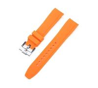 AQXYWQOL Bracelet en caoutchouc compatible avec bracelet de montre en caoutchouc incurvé de 20 mm Bracelet de poignet de sport souple et étanche for femmes et hommes(Orange,20MM_SILVER BUCKLE)