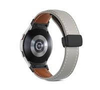 AQXYWQOL No Gap 20 22 mm Bracelet en cuir compatible avec Galaxy Watch 6 4 Classic 43 47 mm Bracelet à boucle magnétique for Galaxy Watch 6 5 4 40 44 mm(Gray Black,6 Classic 43mm)
