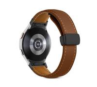 AQXYWQOL No Gap 20 22 mm Bracelet en cuir compatible avec Galaxy Watch 6 4 Classic 43 47 mm Bracelet à boucle magnétique for Galaxy Watch 6 5 4 40 44 mm(Brown Black,Watch 5 Pro 45mm)