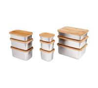 AQXYWYUI Récipient alimentaire de réfrigérateur en acier inoxydable avec couvercle en bambou, boîtes à déjeuner de cuisine Bento, organisateur de rangement, accessoires (Color : 1600ml)