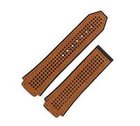 Aqxyxsw ACCESSOIRES DE RECHERCHE HOMMES DE BANDES EN COUCHEMENT Compatible avec Hublot Boucle de bracelet en cuir Bracelet respirant étanche Band de montre 25mmx19mm lingli(Brown)