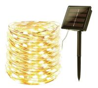 AQY Lumière solaire de conte de fées, Chaîne de fil de cuivre solaire lumière jardin extérieur 8 modes Pour décoration d'arbre de Noël de fête de mariage (Jaune, 40M 400 LED)