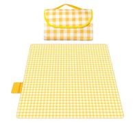 AQYSHU Couverture de Pique-Nique imperméable au Sable 78in * 78in, Grand Tapis extérieur, Bon pour la randonnée, Concert, Jardin de Plage et Camping sur l'herbe, Sac à Main (Jaune)