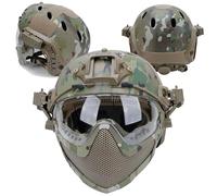 AQzxdc Casque de Protection Tactique avec Masque et Lunettes en Maille d'acier Amovibles Convient for la Chasse en Plein air Airsoft Paintball(CP)