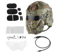 AQzxdc Casque Tactique Airsoft avec Masque intégral de Paintball, Casque HD intégré, Lunettes de Protection et Ventilateur antibuée for activités de Plein air(CP)