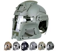 AQzxdc Casque Tactique de Jungle, Rail latéral, NVG, Base de Transfert de carénage, Casque de Combat de l'armée, Casque de Masque intégral Airsoft de Combat(Gray)