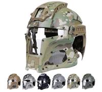 AQzxdc Casque Tactique de Jungle, Rail latéral, NVG, Base de Transfert de carénage, Casque de Combat de l'armée, Casque de Masque intégral Airsoft de Combat(CP)