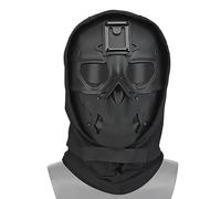 AQzxdc Masque Tactique de Protection intégrale for Le Visage, avec Capuche, écharpe et Adaptateur de Vision Nocturne, Base for Airsoft(Black)