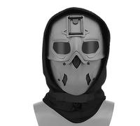 AQzxdc Masque Tactique de Protection intégrale for Le Visage, avec Capuche, écharpe et Adaptateur de Vision Nocturne, Base for Airsoft(Gray)