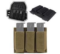 AQzxdc Pochette Tactique for Chargeur 9 mm, Double Triple, avec Clips Molle, Porte-Chargeur 9 mm Ouvert sur Le Dessus, équipement Tactique(Brown)