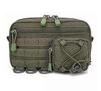 AQzxdc Pochette Tactique Molle Admin, Pochette Horizontale avec Poche Avant à Cordon, Pochette EMT, Sac Utilitaire EDC Orgaznier(Green)