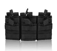 AQzxdc Pochette Triple Chargeur Compatible Molle - Porte-munitions Double Couche for AR-15, M4, M16, AK-47, M14 | Rangement Universel des Cartouches(Black)