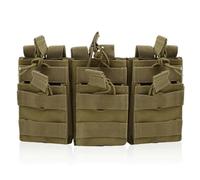 AQzxdc Pochette Triple Chargeur Compatible Molle - Porte-munitions Double Couche for AR-15, M4, M16, AK-47, M14 | Rangement Universel des Cartouches(Brown)