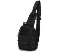 AQzxdc Sac à bandoulière tactique - Matériau robuste haute performance, sangle Molle, multi-compartiments, sac militaire compact pour les missions tactiques, la randonnée et les voyages, Noir