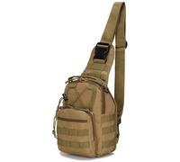 AQzxdc Sac à bandoulière tactique - Matériau robuste haute performance, sangle Molle, multi-compartiments, sac militaire compact pour les missions tactiques, la randonnée et les voyages, kaki