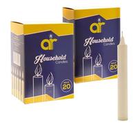 AR Bougies de ménage blanches non parfumées 11,8 cm - 2 paquets de 20 (total de 40) - Bougies Shabbos/Shabbat pour coupures de courant, urgence, prière, veillée, église, longue combustion, décoration