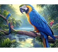Ara Bleu-Or de la forêt Tropicale 1000 Pieces Casse-tête Adolescent en Carton Épais Haute Densité Colorful Fantasy Faune Sauvage Difficulté Moyenne Activité Éducative Passe-Temps Cadeau Noël Pas Cher