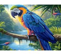 Ara Bleu-Or de la forêt Tropicale 500 Pieces Casse-tête Adulte en Carton sans Déformation Faune Sauvage Très Difficile Haute Difficulté Anti-Stress Décoration Murale Cadeau Noël Pas Cher 500 PCS/