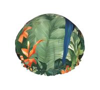 Ara et toucan perchoir des forêts tropicales - Bonnet de douche imperméable extra large - Protection double couche pour cheveux longs/bouclés - Réutilisable et facile à transporter.