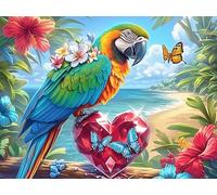 Ara mer de Fleurs 1000 Pièces Puzzle Collectionneur en Carton Haute Qualité Colorful Fantasy Faune Sauvage Haute Difficulté Décoration Murale Oeuvre d'art Cadeau Noël Premium 1000 PCS/75x50cm