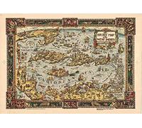 ARA STEP - Cartes du monde vintage vintage de l'Asie, de l'Europe, de l'Australie - Décoration murale - Sans cadre - B (297 x 420 mm) - Carte des Indes de l'Ouest - 1936