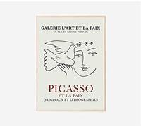 Ara Step Célèbre Pablo Picasso Peintures murales Impression d'art sans cadre (297 x 420 mm, Pablo Picasso Colombe de la paix, impression d'art L'Art et la Paix, femme et colombe une ligne dessin,