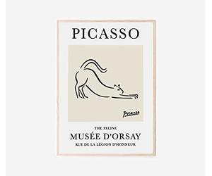 Ara Step Célèbre Pablo Picasso Peintures murales Impression d'art sans cadre (297 x 420 mm, Pablo Picasso Feline Sketch Line Drawing Art Print Esquisse D'un Félin, exposition musée