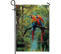 Ara Tropical Nature Arbre Eau Été Vert Drapeau Solide Drapeau De Jardin Décoratif Garden Flag Pour Maison Jardin Intérieur 30X45Cm
