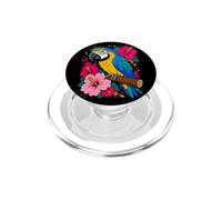 Ara Tropical Perroquet et Hibiscus Floral île Oiseau PopSockets PopGrip pour MagSafe