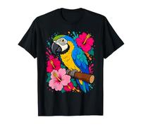 Ara Tropical Perroquet et Hibiscus Floral île Oiseau T-Shirt