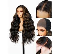 Arabella Perruque de cheveux humains ombrés avec dentelle frontale de 15,2 x 12,7 cm, sans colle, pré-coupée + haute densité 220 % de qualité professionnelle, perruque de cheveux humains balayage FB30