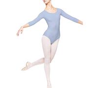 Arabesque 3/4 Manches Courtes Femmes Ballet Combinaison Classique Body 2002, bleu ciel, XS