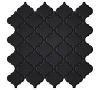 Arabesque - Dosseret mural autocollant pour cuisine, design haut de gamme noir mat 3D, carrelage mural auto-adhésif, carreaux autocollants pour cuisine et salle de bains (10 carreaux, 30,5 x 30,5 cm)
