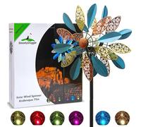Arabesque Éolienne Solaire Multicolore 190,5 cm avec Boule en Verre à énergie Solaire avec éolienne cinétique Double Sens pour terrasse, pelouse et Jardin.