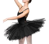 Arabesque Tutu de perfectionnement Professionnel composé de Six Couches de Tulle Rigide, idéal pour Les Cours de Danse Classique Odetta (Noir, XS/S)