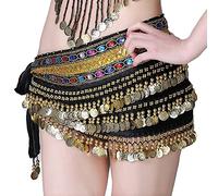 Arabian Belly Dance Hip Festival Festival Wrap Jupe Courroie Égyptienne avec 3 Rangées Pièces De Danse Vêtements De Formation