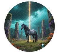 ArabianCheval, Puzzle Circulaire pour Tous Niveaux, 1000 Pièces AvecCheval, Recommandé pour Détente Cognitive 1000pcs (67.5x67.5cm)