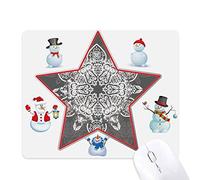 Arabic Style Black White Pattern Christmas Snowman Family Star Mouse Pad