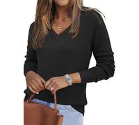 Arach&Cloz Pull en Maille à Manches Longues pour Femme, col V, Automne, Basique