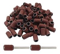 Aracombie Lot de 100 tambours de ponçage grain 80, manchons en oxyde d'aluminium de qualité supérieure avec mandrins en acier pour outils rotatifs, travail du bois dur et du métal