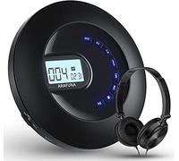 Arafuna Lecteur CD Portable Rechargeable pour Voiture | lecteur CD avec écouteurs et anti-skip/shockproof, petit baladeur cd avec écran LCD, câble AUX, rétro-éclairage