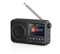 Arafuna Radio Dab+ Portable Rechargeable avec Bluetooth, Écran LCD 2.4", Radio FM, 60 Stations Préférées, MicroSD/TF/AUX, Réveil Double et Minuterie de Veille - Noir