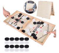 Aragallant 2 en 1 Jeu de Table de Hockey Portable en Bois, Catapult Board Game, Jeu de Société Rapide Slingpuck, Fast Sling Puck Game Jeu D'échecs Interactif Jeu déchecs Interactif Parent-Enfant