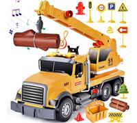 Aragallant Camion Grue Jouet Enfant, Grue de Chantier avec Son, Véhicule Chantier Jouet Garçons, Cadeaux pour Enfants de 5 à 7 Ans