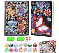 Aragallant DIY A5 Carnet Diamond Painting, Peinture Diamant Enfant, Peinture Diamant Mandala Kit, 5D Mandala Diamond Painting, Cadeau de Noël Anniversaire pour Garçon Fille Age 6+ Ans (Papillons)