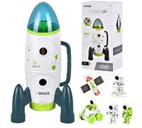 Aragallant Fusée Spatiale Jouet - avec Effets Sonores et Lumineux, Set de Navettes Spatiales avec Rover Spatial, Astronautes, Satellite (avec Lampes), Jouets Éducatifs STEM pour Enfants de 6+ Ans