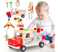 Aragallant Jouet en Bois Établi Enfant, Boîte à Outils Montessori de 31 Pièces - Voiture en Bois pour Fille et Garçon, Âge 3-6 Ans